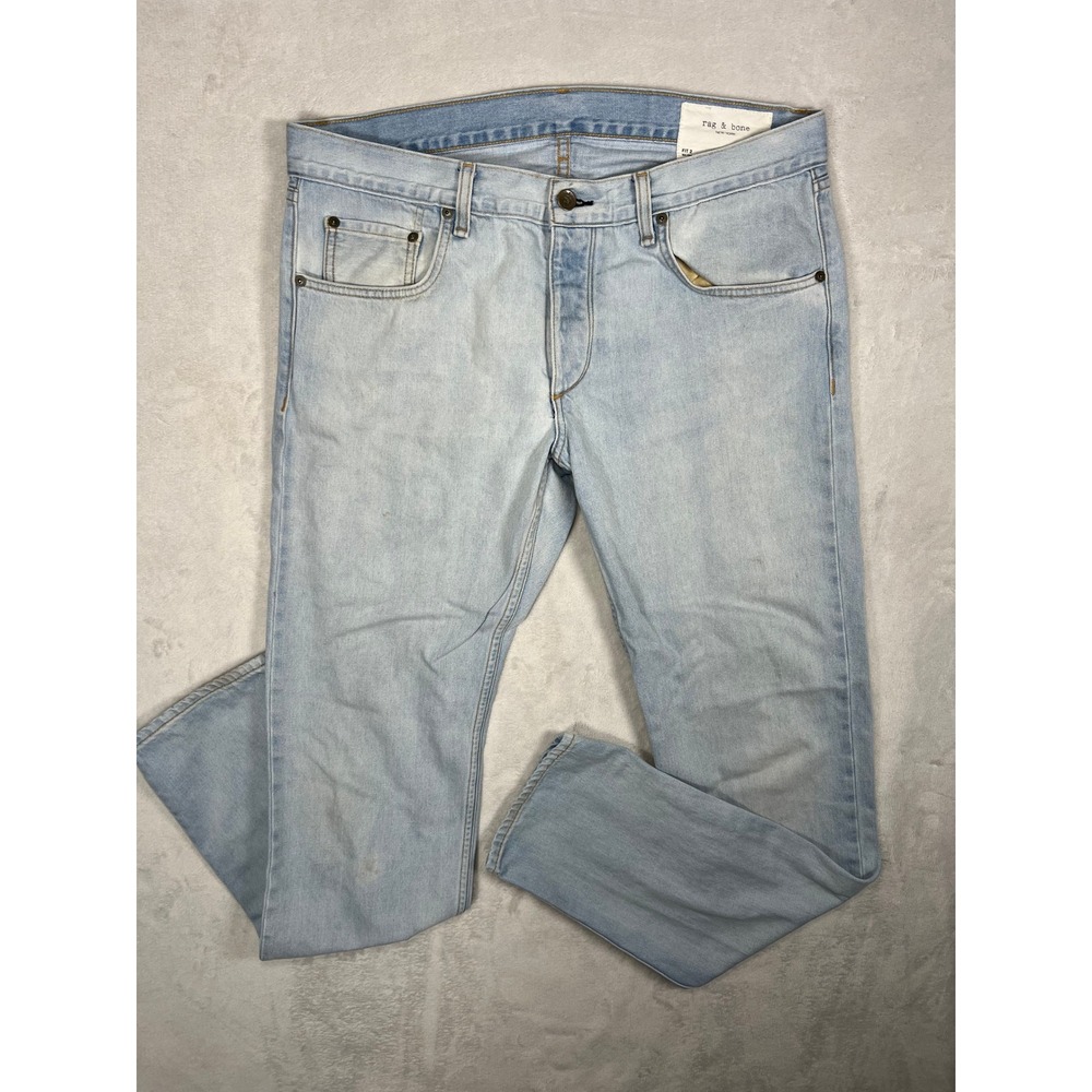 Rag & Bone Fit 2 Slim Jeans Mens 34 Bleach Light Blue 100% Cotton Urban